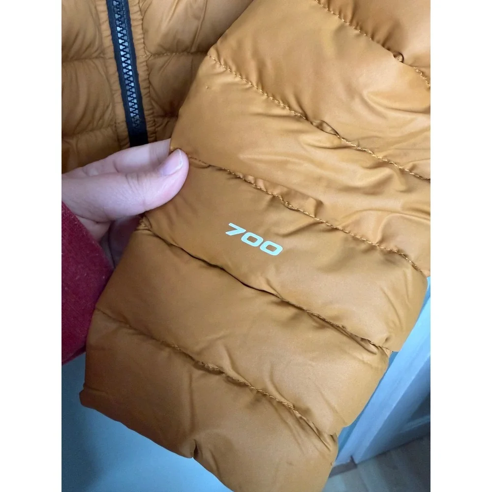 The North Face men's‎ stretch down hoodie in timber tan
